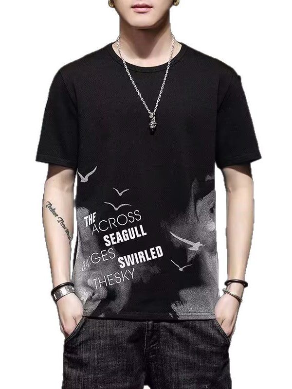 Short sleeved T-shirt men's summer thin round neck